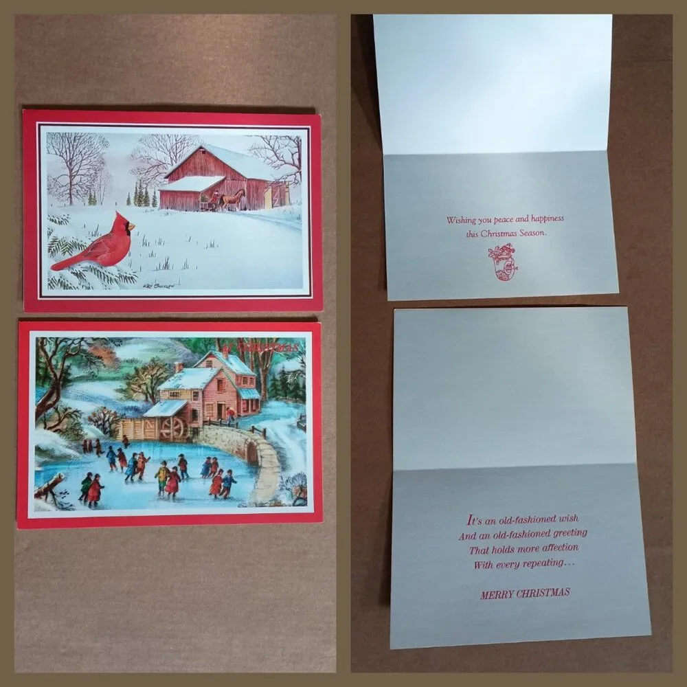 20 unused vintage Christmas holiday greeting cards with envelopes